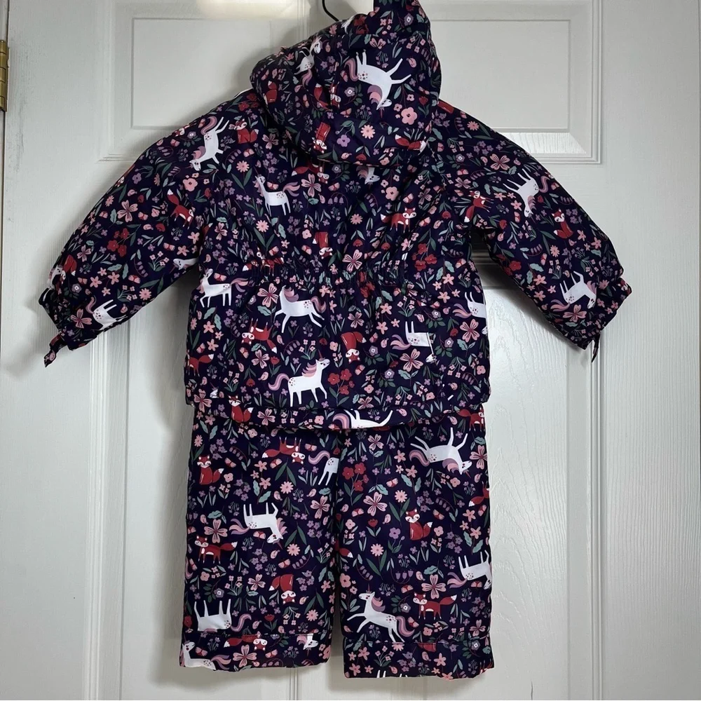 CHILDREN’S PLACE Unicorn Print Kids Snow Pants and Jacket Set Size 12-18 Months